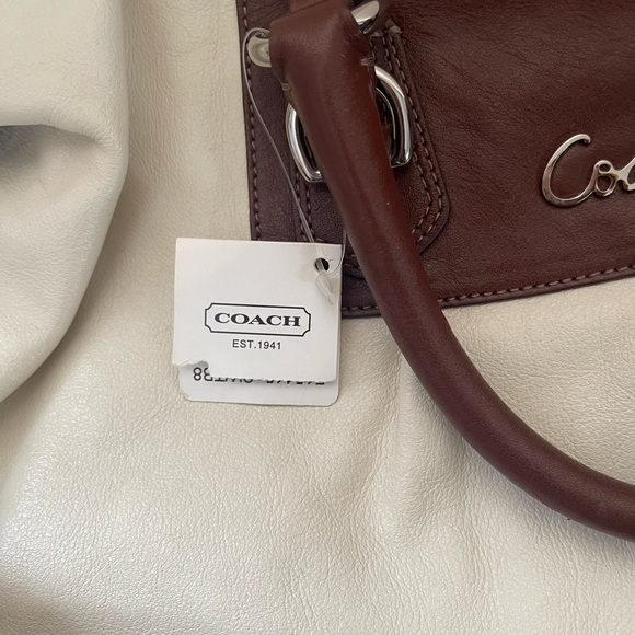 NWT Coach Ashley Leather Satchel Purse Bag White/Bark $698 - Picture 6 of 10